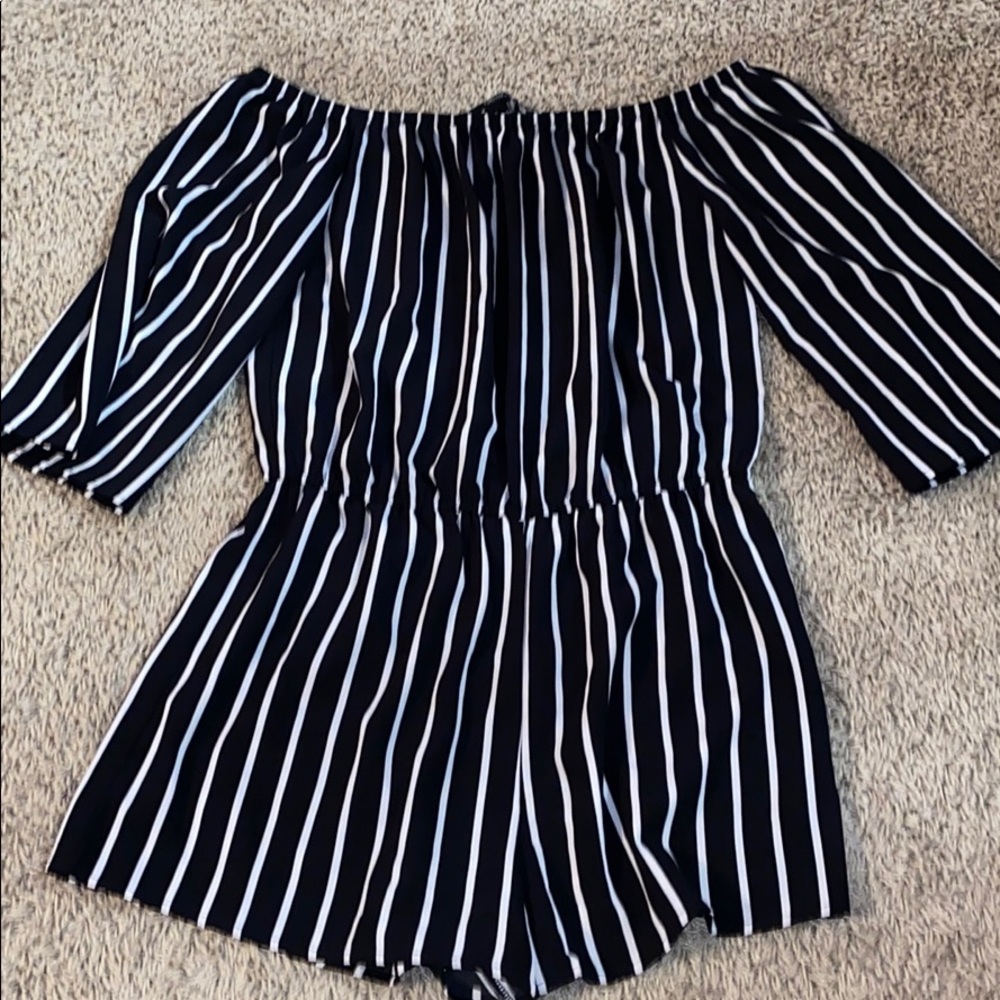 Black and White Sleeveless Romper